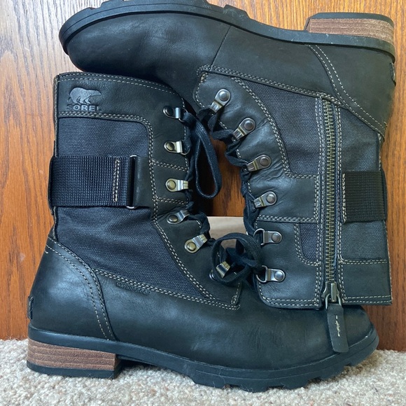 Sorel Shoes - Women's Sorel Emelie Conquest Boots SZ 8, EUC, Black Leather Lace up